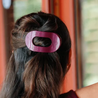 Medium Flat Round Hair Clip, Mulberry