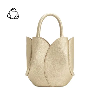 Mini Tulip Top Handle Bag, Metallic Gold