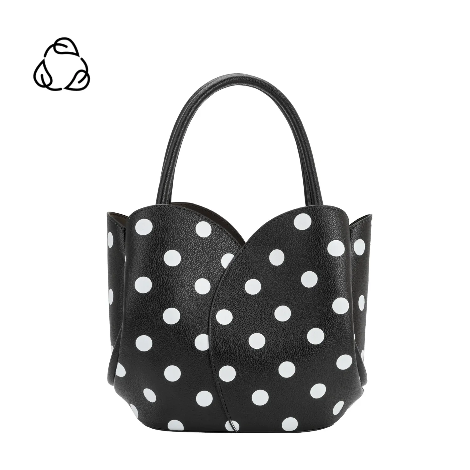 Tulip Top Handle Bag, Black Polka Dot