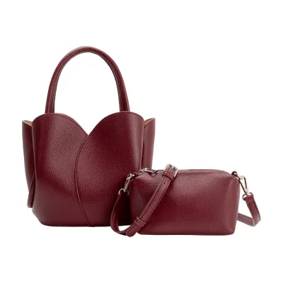 Tulip Top Handle Bag, Burgundy