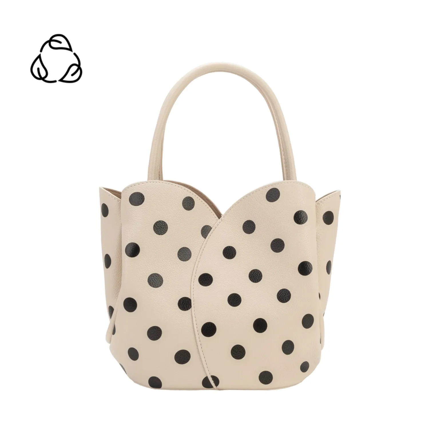 Tulip Top Handle Bag, Cream Polka Dot