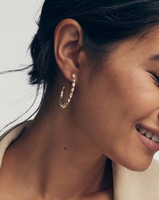 Kendra Scott Fate Hoop Earrings, Silver/CZ