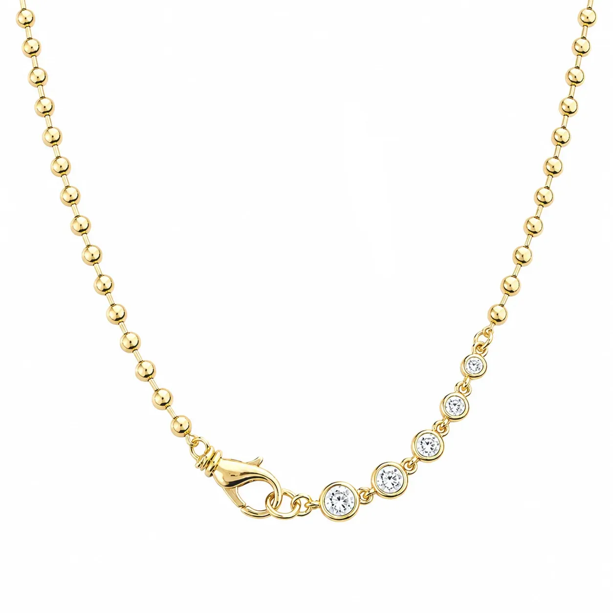 Kamaria Ball Chain with Graduated CZ Clasp