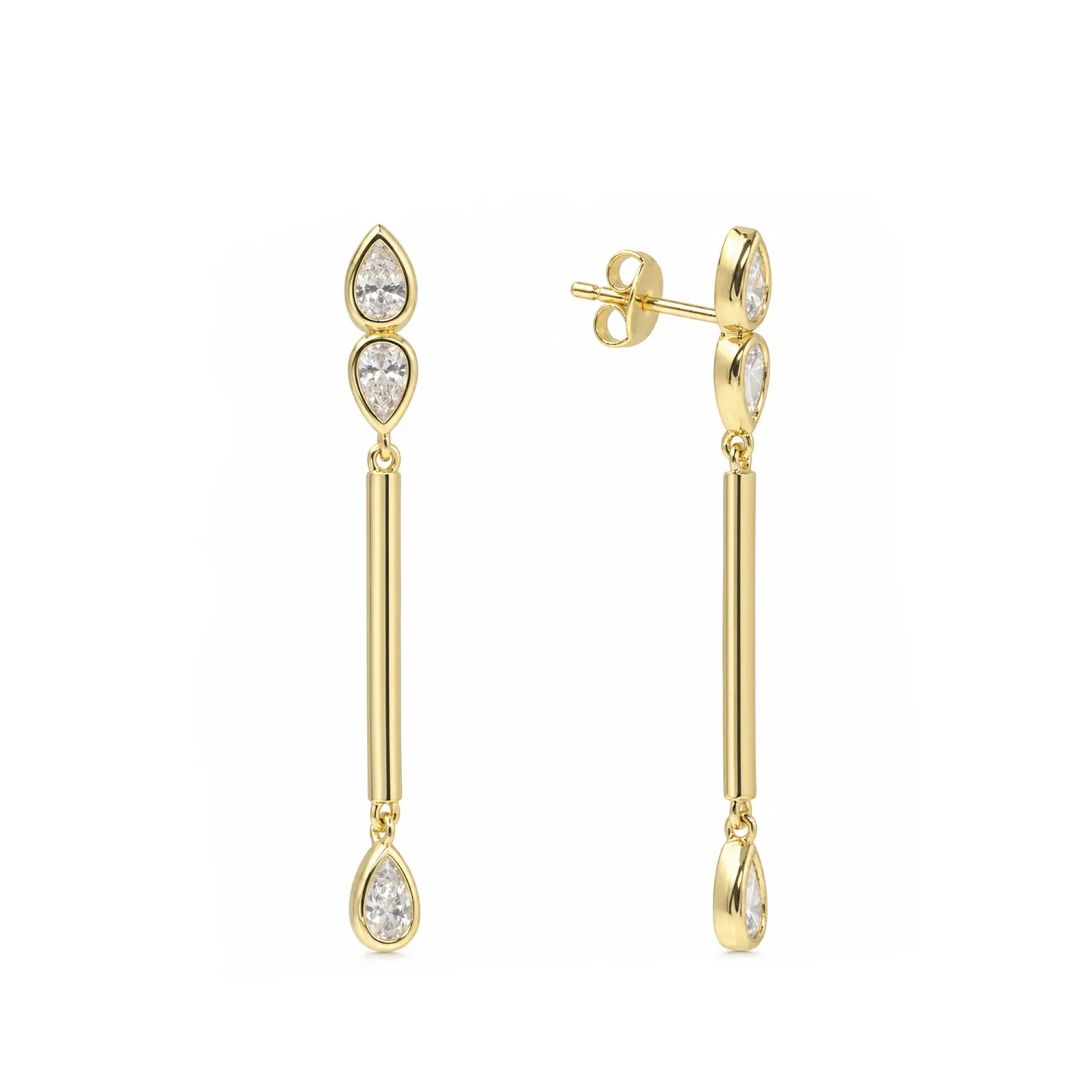 Kamaria Modern Bar and Pear Drop Earrings