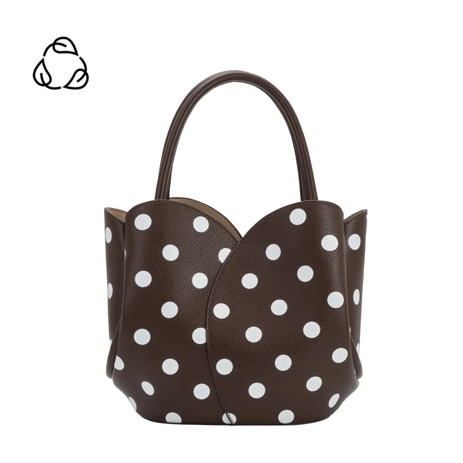 Tulip Top Handle Bag, Chocolate Polka Dot