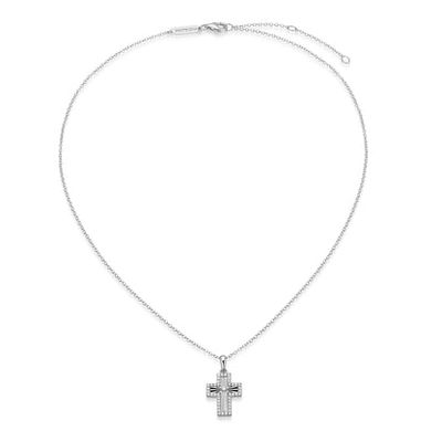 Sunray Cross Necklace with Lab-Grown Diamonds, Silver