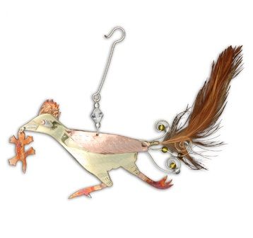 Roadrunner Beep Beep Bird Ornament Metal Fair Trade Pilgrim Imports