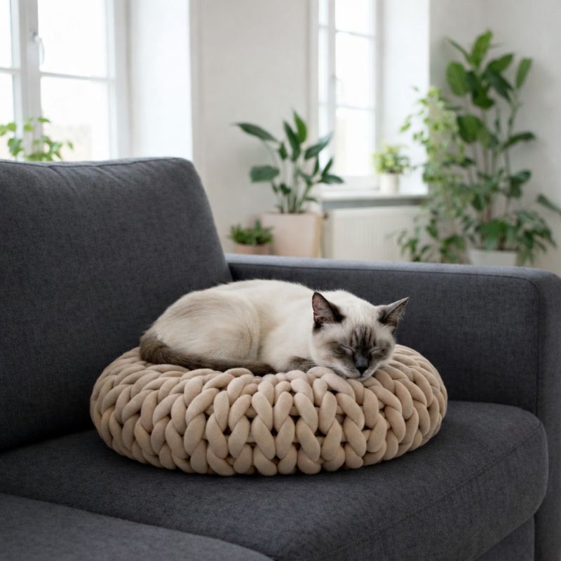 Katzenkissen - Pouf  aus Biobaumwolle, handgemacht in Deutschland
