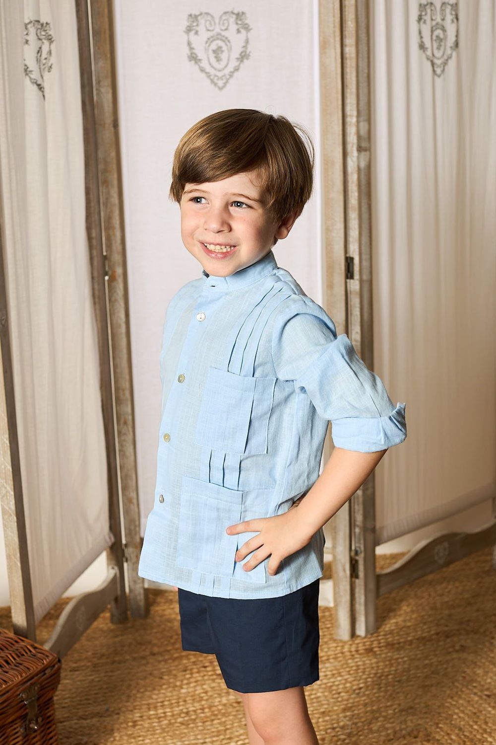 CAMISA GUAYABERA AZUL