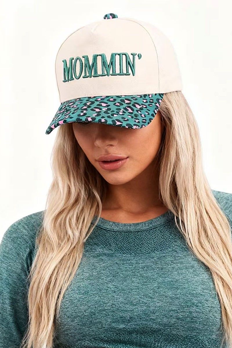 Mommin' Turquoise Leopard Hat