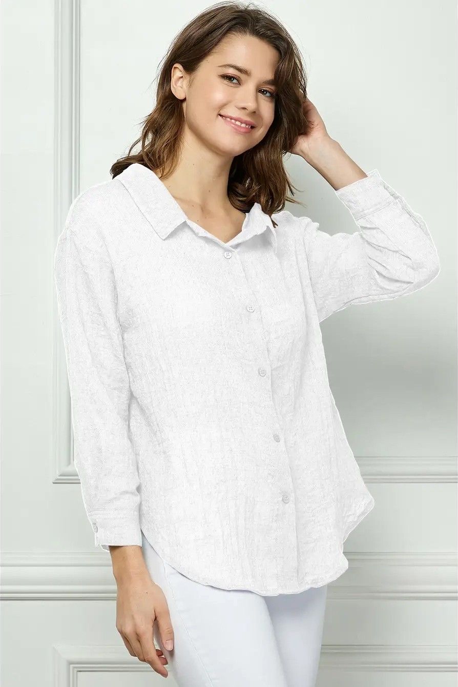 White Light Weight Button Down Blouse