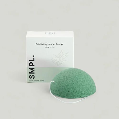 SMPL Exfoliërende Konjac Spons met Groene Thee - Een ronde, natuurlijke gezichtsspons voor milde reiniging van de gevoelige h