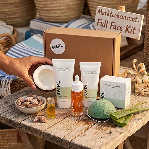 SMPL Full Face Kit met Cleansing Cream, Nourishing Cream, Boosting Serum en Konjac Spons - De complete natuurlijke routine