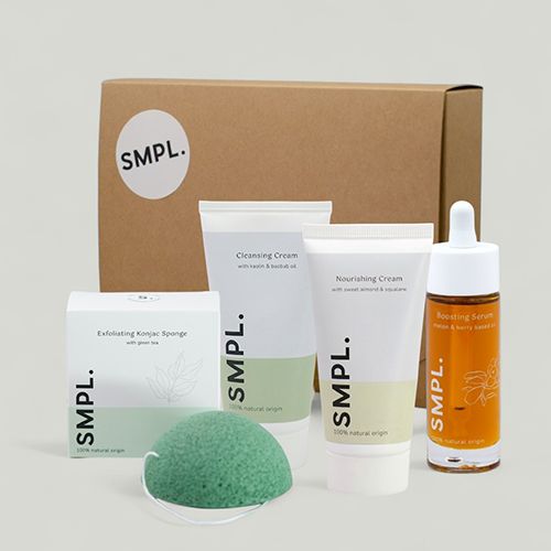 SMPL Full Face Kit met Cleansing Cream, Nourishing Cream, Boosting Serum en Konjac Spons - De complete natuurlijke routine