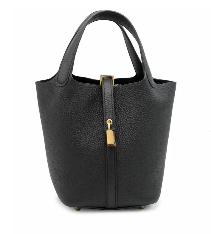 Hermes Picotin 18 Lock PM Bag, Noir Clemence Leather and Gold Hardware, New in Box, KJRB088