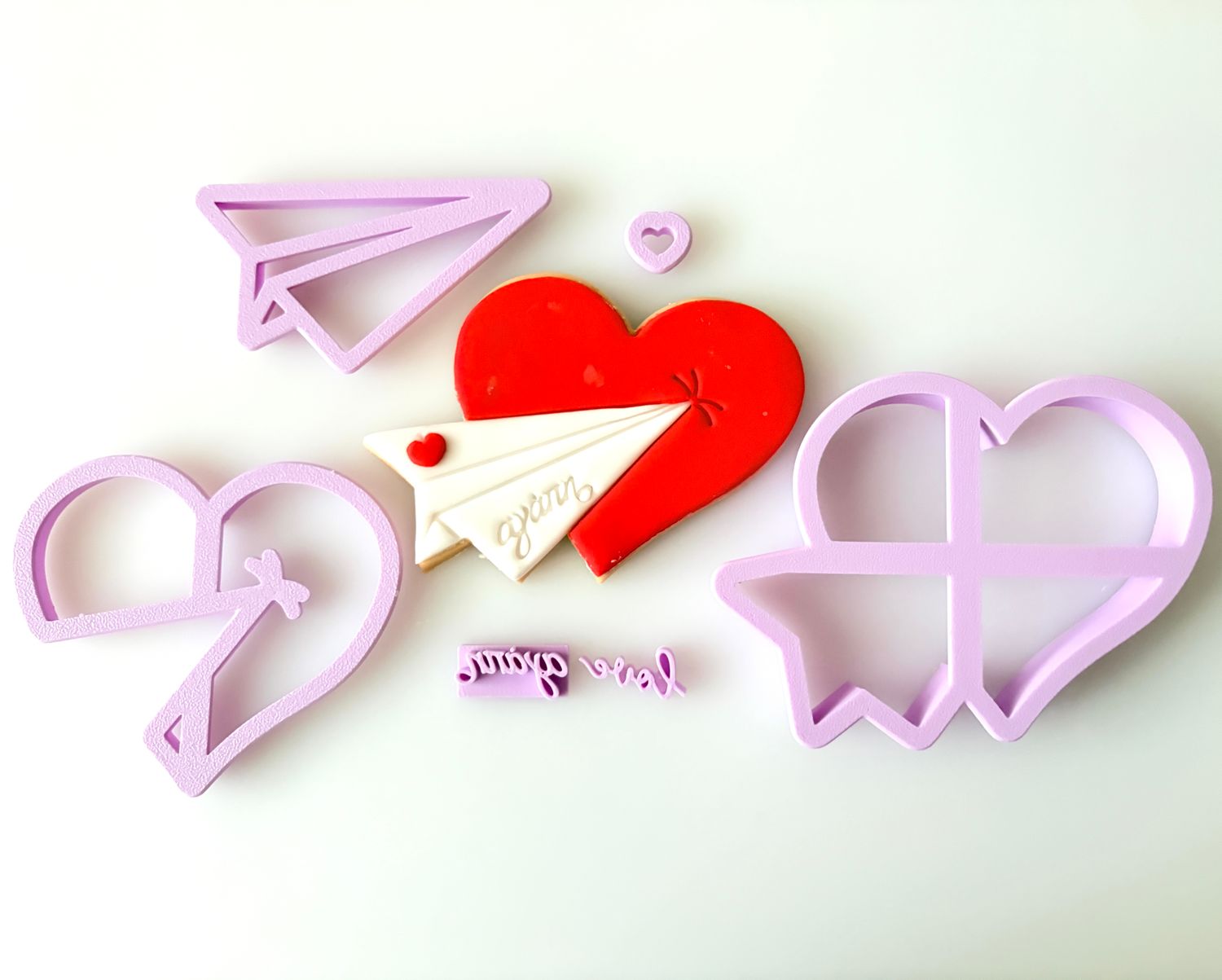 CBS Σετ 6 τμχ κουπάτ Paper Plane &amp; Heart με σφραγγίδες 'Love' &amp; 'Αγάπη' - Καρδιά με Αεροπλανο με μήνυμα