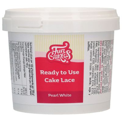 FunCakes Cake Lace Ready to Use Pearl White 200 g-Έτοιμο Δαντέλας Λευκό Περλέ