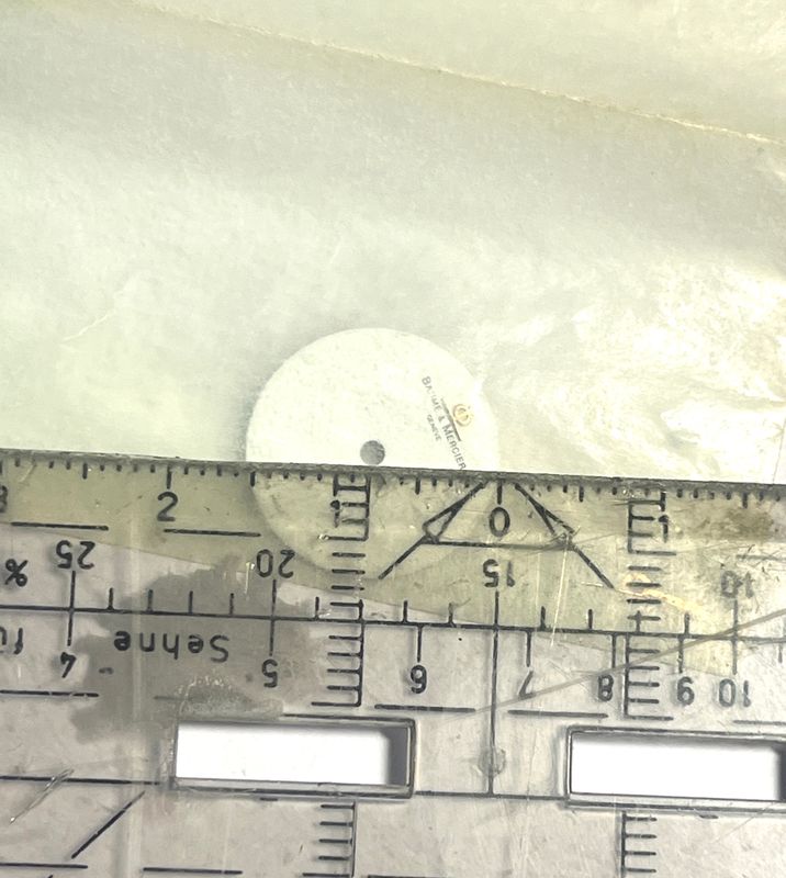 Baume & Merecier Zifferblatt, Weiß, rund, 2 Zeiger, NOS ungebraucht, 15,5 mm