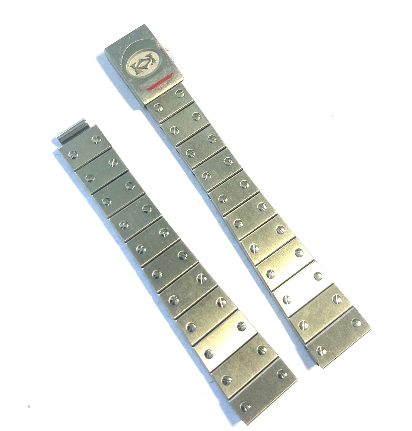 Cartier 2 Bandhälften / Abdeckplatte Santos Carree Automatik  PM/SM in Stahl für 14mm Anstoß NOS NEU