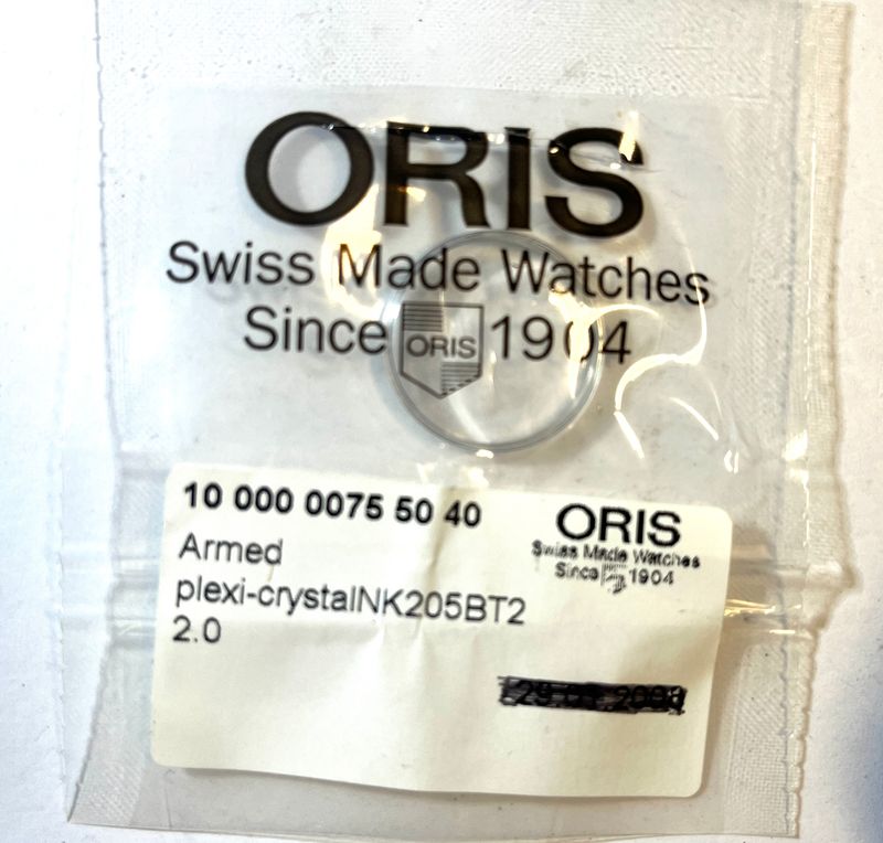 Original ORIS Plexi, armed, ca. 22mm OVP 10 000 0075 50 40
