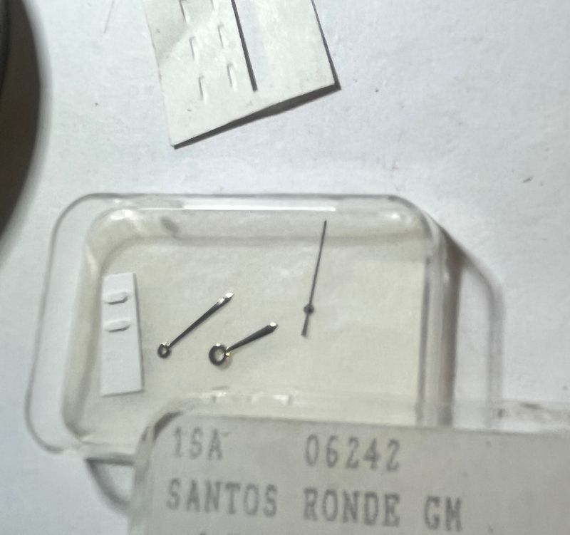 Cartier Santos Ronde GM/LM Zeigersatz Rhodium für GHOST = GUN und Grenat in Stahl/Stahl