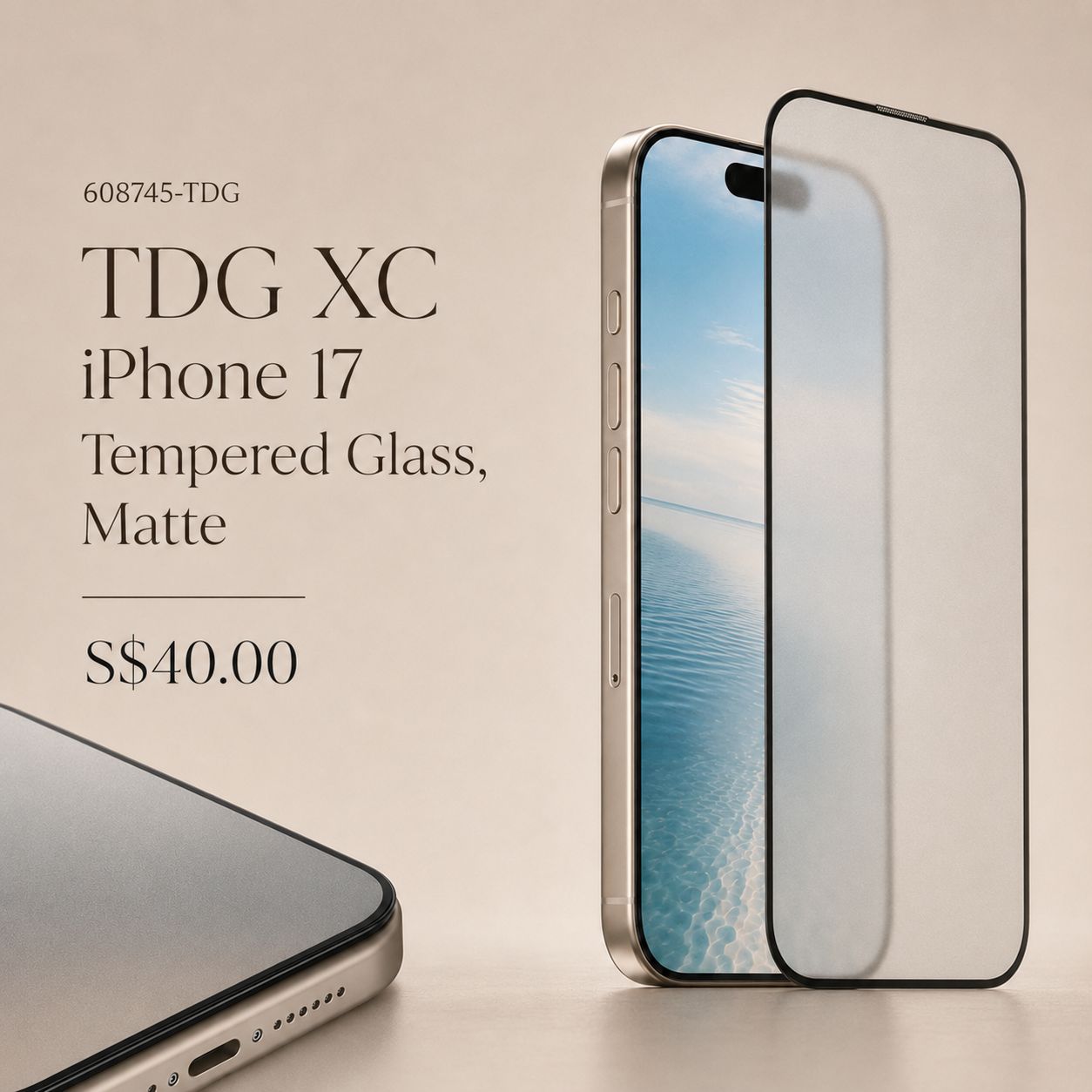 TDG XC iPhone 17 Tempered Glass, Matte