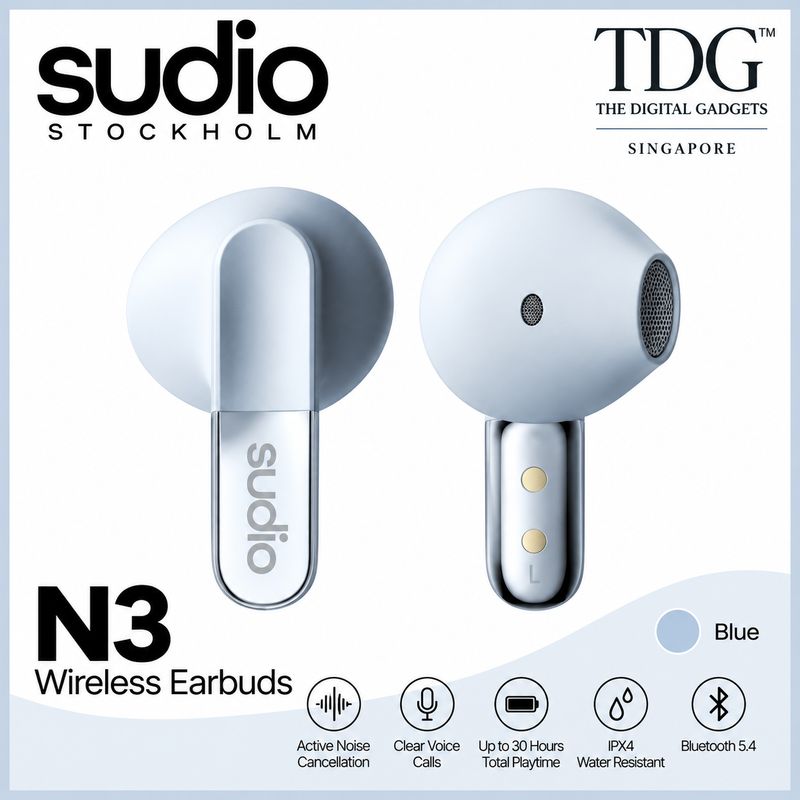 Sudio SD-N3BLU N3 Wireless Earbuds - Blue