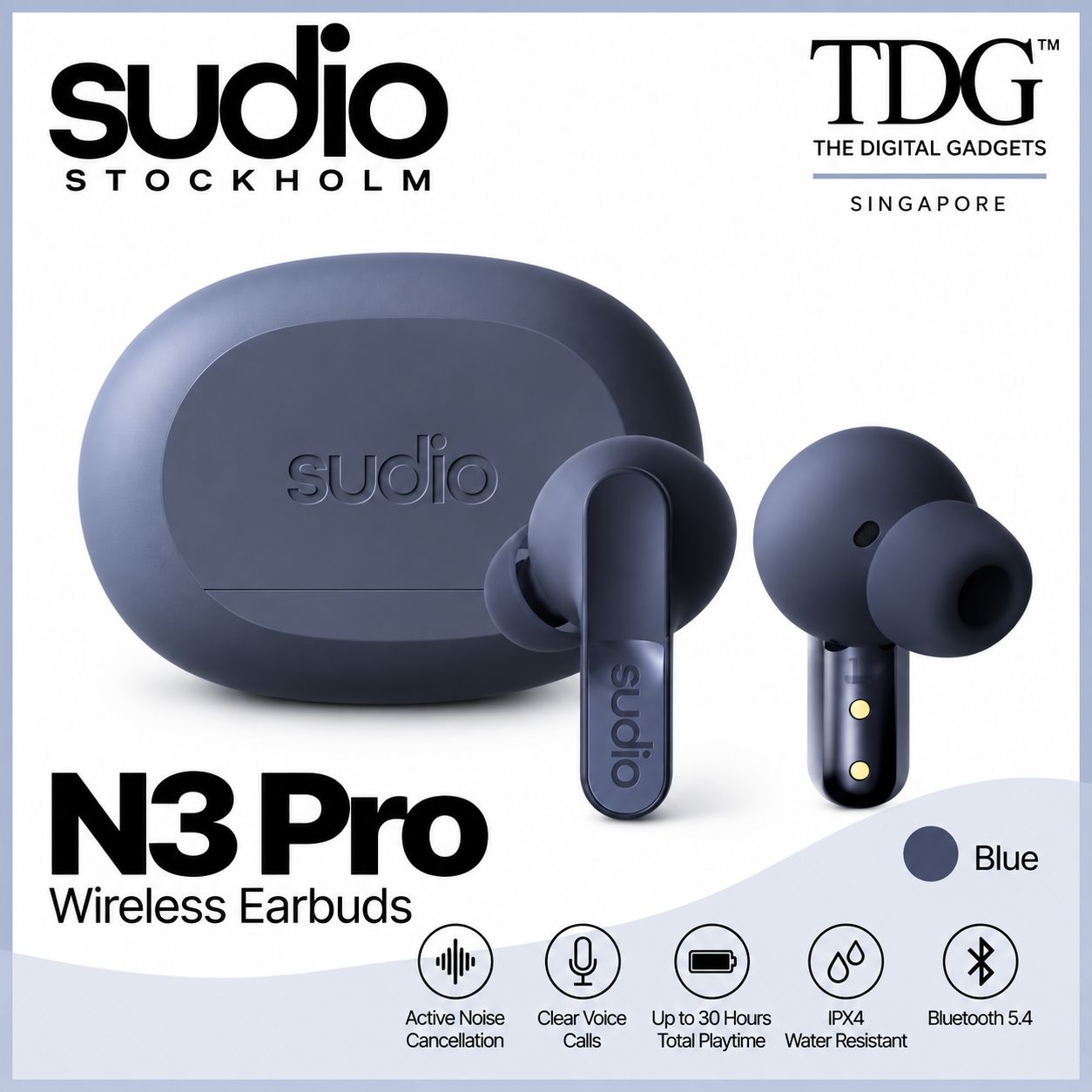 Sudio SD-N3PROBLU N3 Pro Wireless Earbuds - Blue