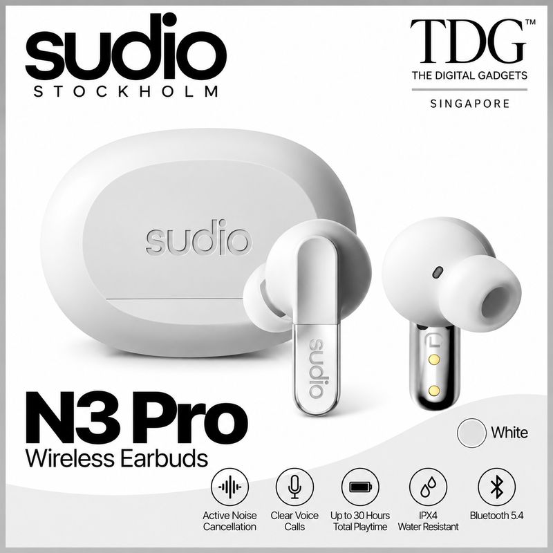 Sudio SD-N3PROWHT N3 Pro Wireless Earbuds - White