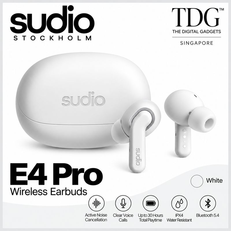 Sudio SD-E4PROWHT E4 Pro Wireless Earbuds - White