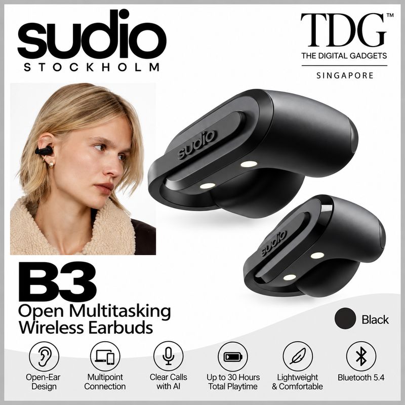 Sudio SD-B3BLK B3 Open Multitasking Wireless Earbuds - Black
