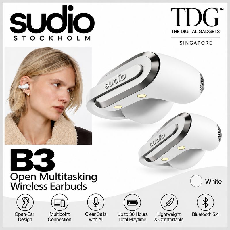 Sudio SD-B3WHT B3 Open Multitasking Wireless Earbuds - White