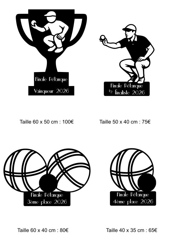 Trophées pétanque selon visuels