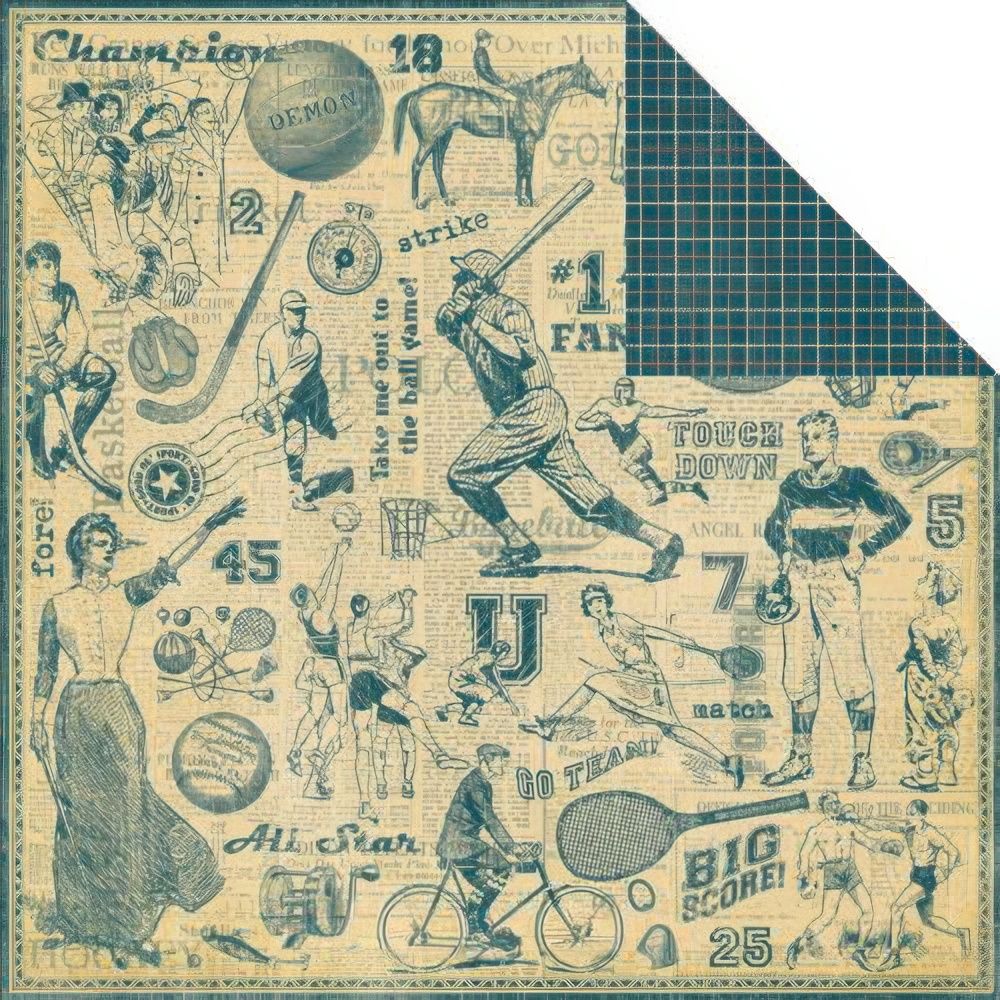 Graphic 45 - Good Ol' Sports - 12"x12" Double-sided Paper - Cheer On