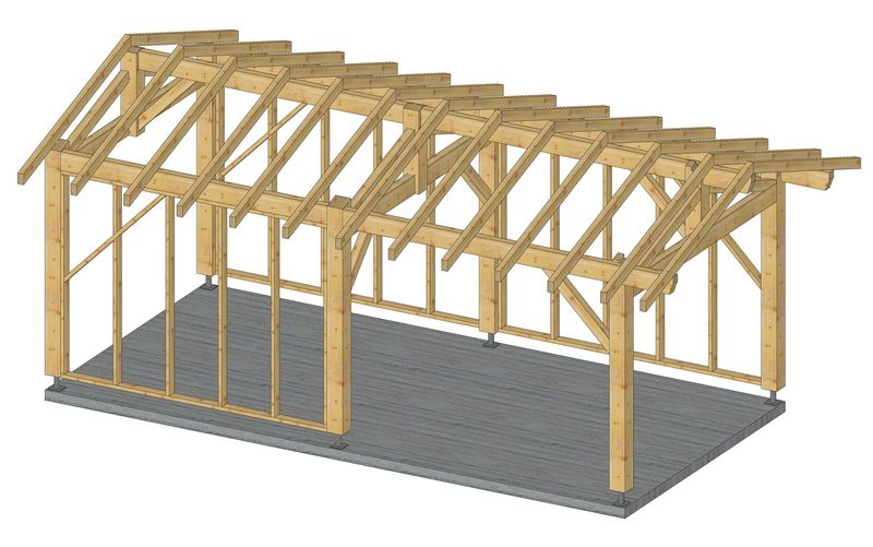 Abri 2 pans 3x6m fermé 2 cotés