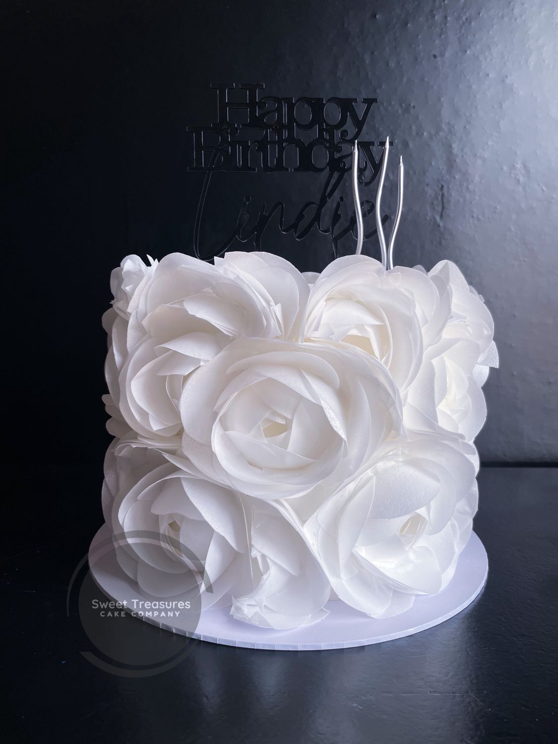Wafer Paper Flowers Single tier Cake
