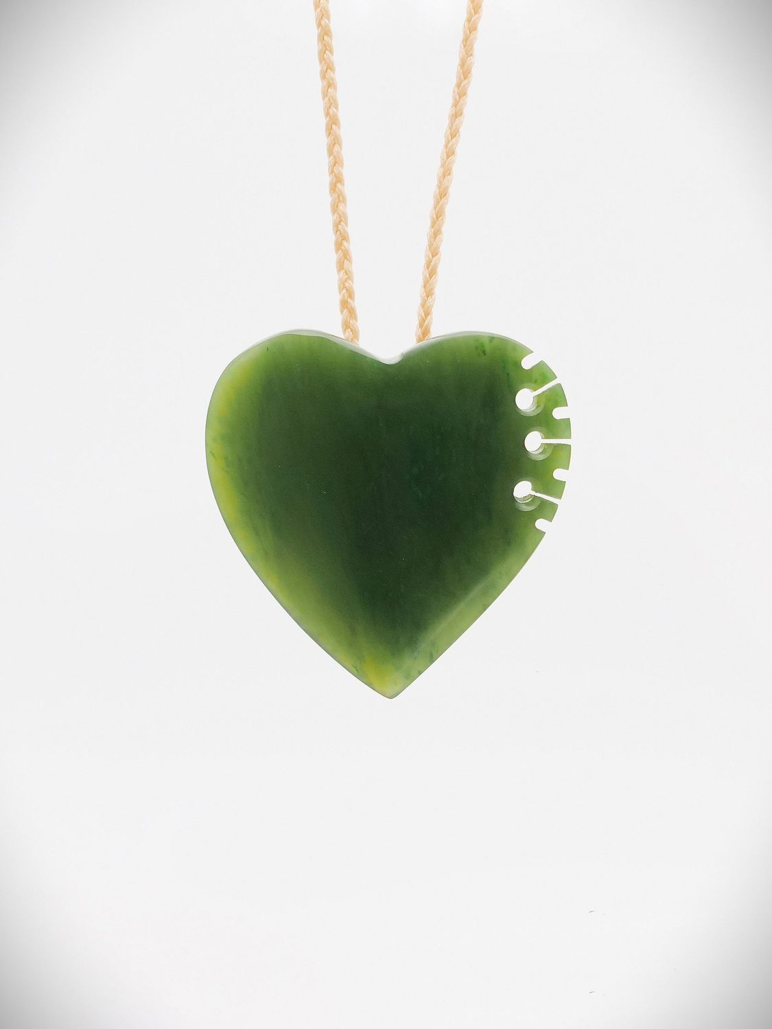 Moko Pounamu Heart Genuine NZ Kahurangi Greenstone - Awatoitoi