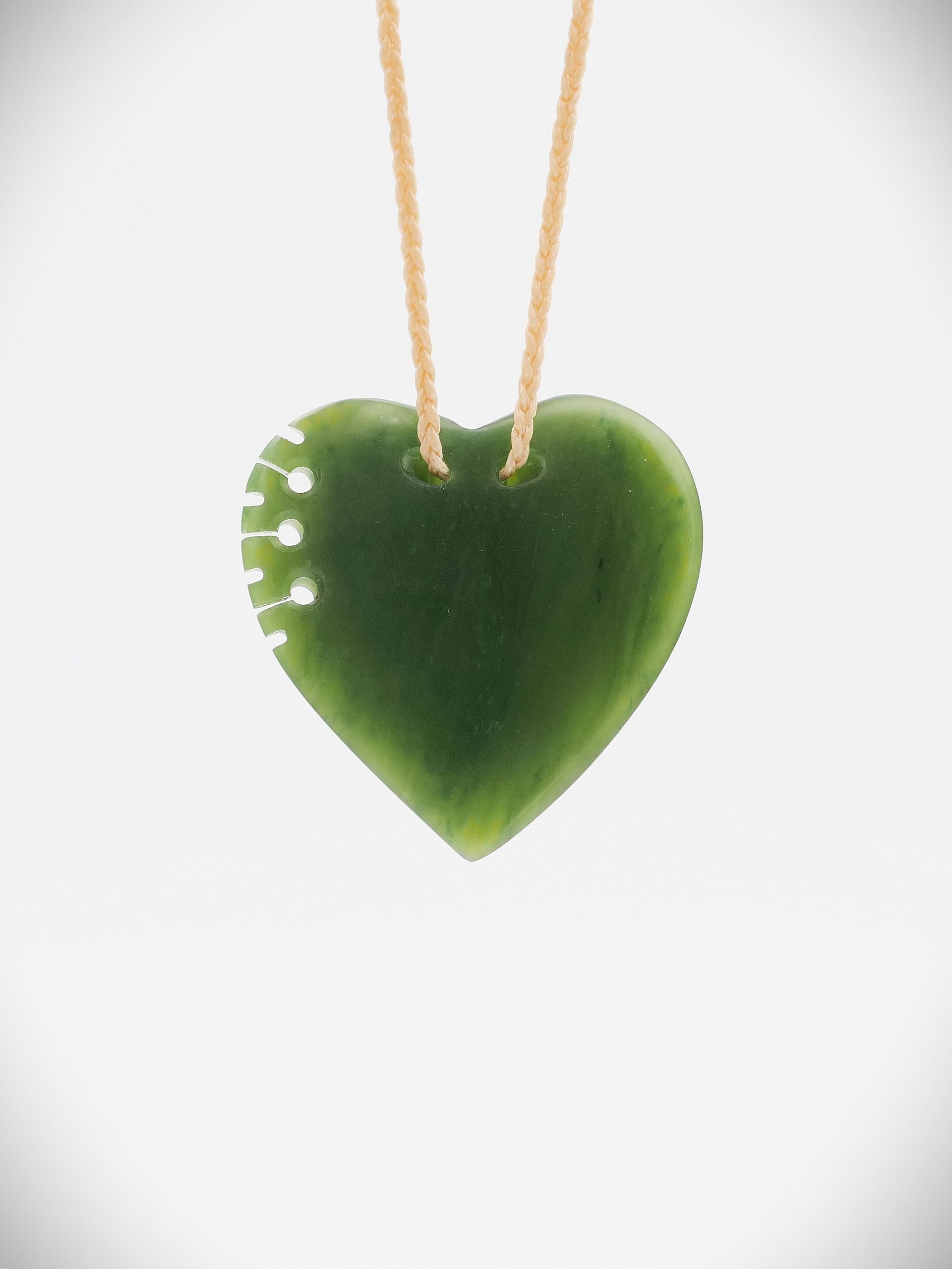 Moko Pounamu Heart Genuine NZ Kahurangi Greenstone - Awatoitoi