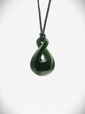 Moko Pounamu Pikorua (Twist) Genuine NZ Kawakawa Greenstone - Pukehina
