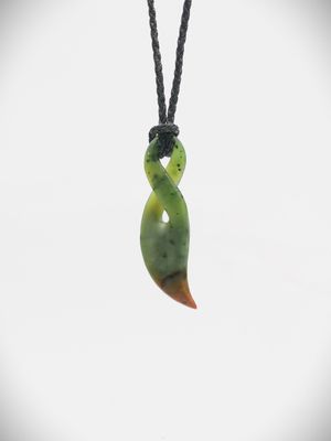 Moko Pounamu Single Pikorua (Twist) NZ Genuine Kawakawa Flower Greenstone - Okoroire