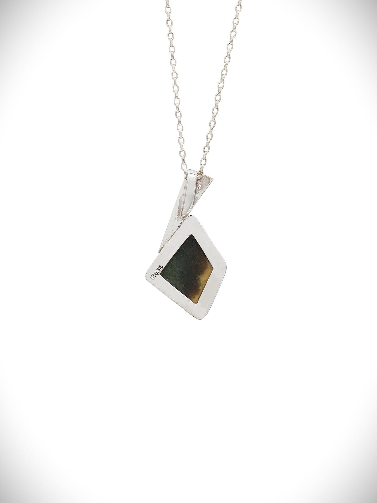 Moko Pounamu Raukaraka Greenstone Sterling Silver Pendant - Waikino