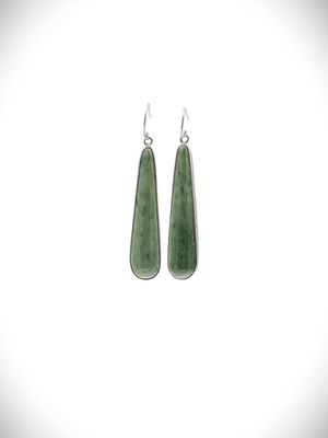 Moko Pounamu NZ Kokopu Greenstone and Sterling Silver Earrings - Maratoto