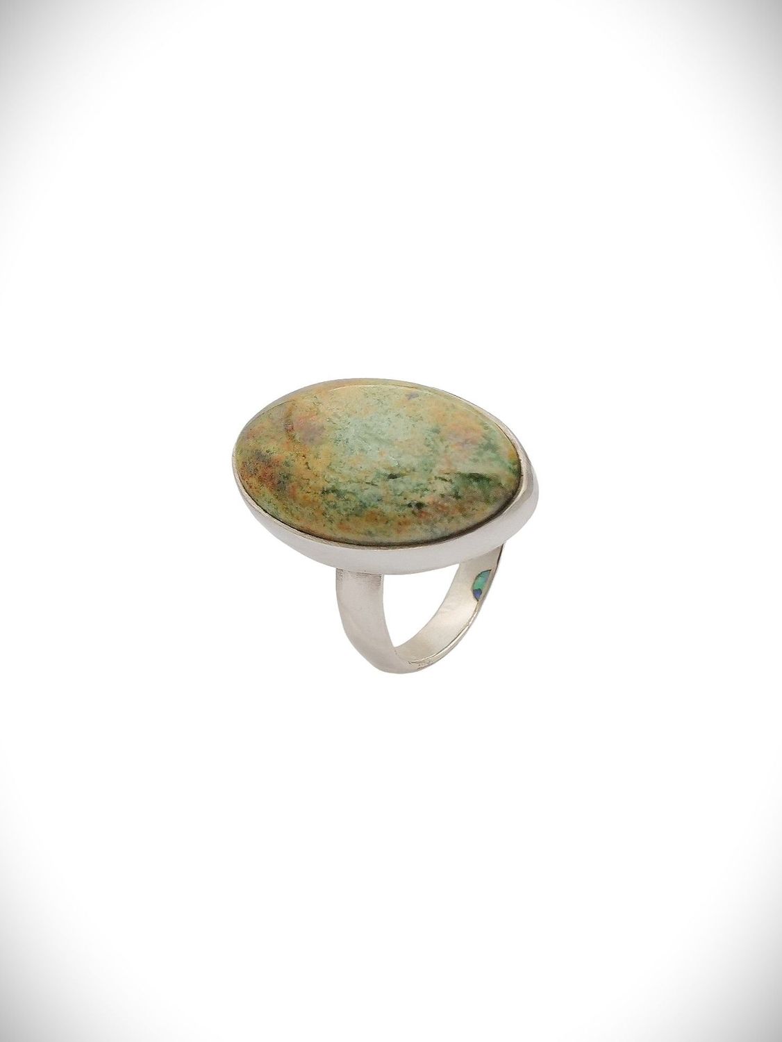 Moko Pounamu Genuine NZ Raukaraka Greenstone & Sterling Silver Ring - Waihi