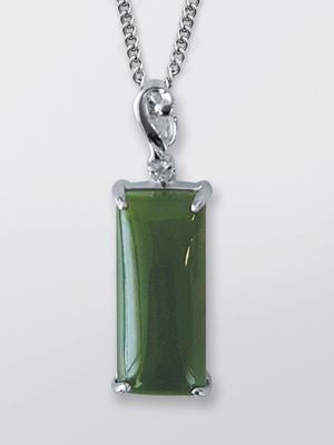 Moko Pounamu Greenstone and Sterling Silver Rectangle Pendant - CS1021 - SALE Moko Pounamu Greenstone and Sterling Silver Rectangle Pendant - CS1021 - SALE