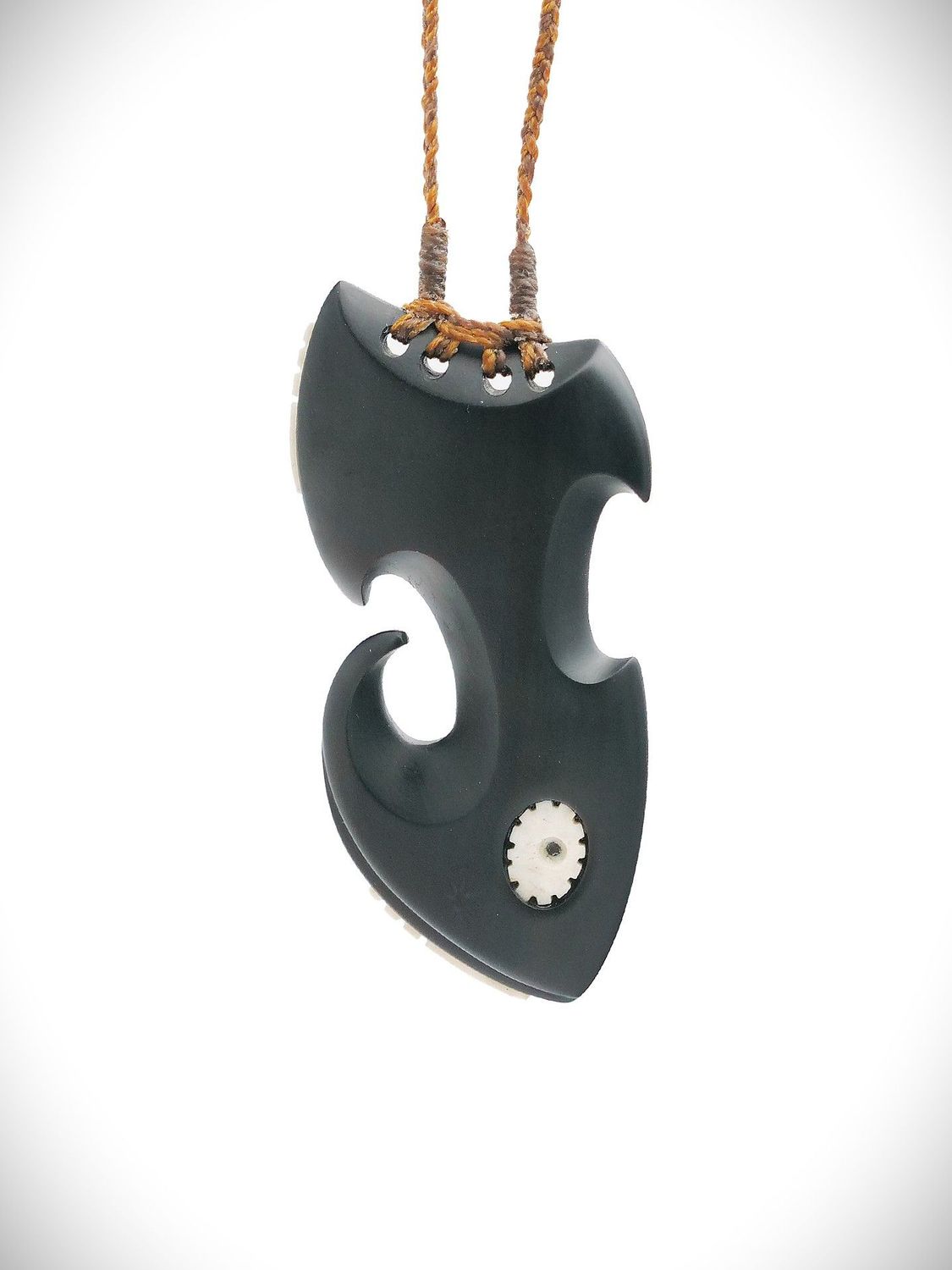 Moko Pounamu Manaia NZ Genuine Pakohe (Argillite) Whale Bone - Purangi