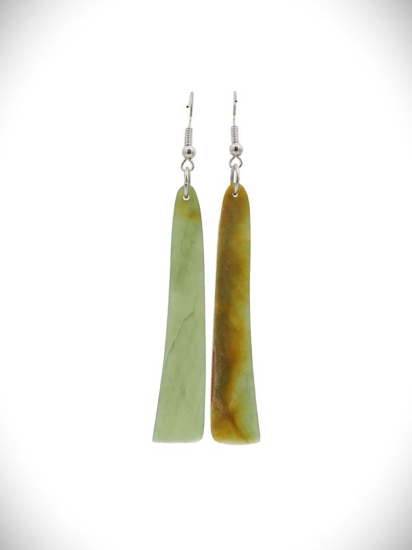 Moko Pounamu NZ Genuine Kahurangi Flower Greenstone Earrings - Kereta