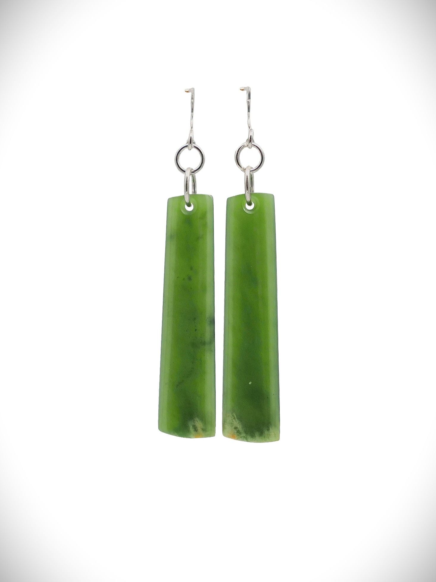 Moko Pounamu NZ Genuine Kahurangi Flower Greenstone & Sterling Silver Earrings - Mangaiti