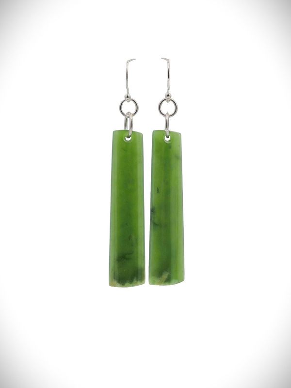 Moko Pounamu NZ Genuine Kahurangi Flower Greenstone & Sterling Silver Earrings - Mangaiti