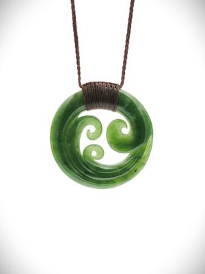 Moko Pounamu Porohita NZ Genuine Kawakawa Greenstone - Pahi