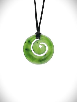 Moko Pounamu Koru NZ Genuine Kahurangi Greenstone - Koromiko